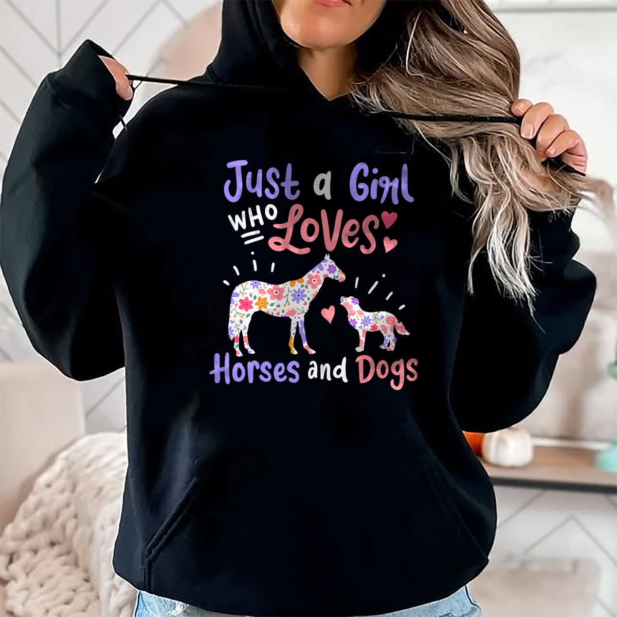 Dog Love Shirt, Dog Lover Gift T-Shirt/Hoodie/Sweatshirt HLT00 - Horse Dog Just A Girl Who Loves Horses And Dogs Gift T-Shirt