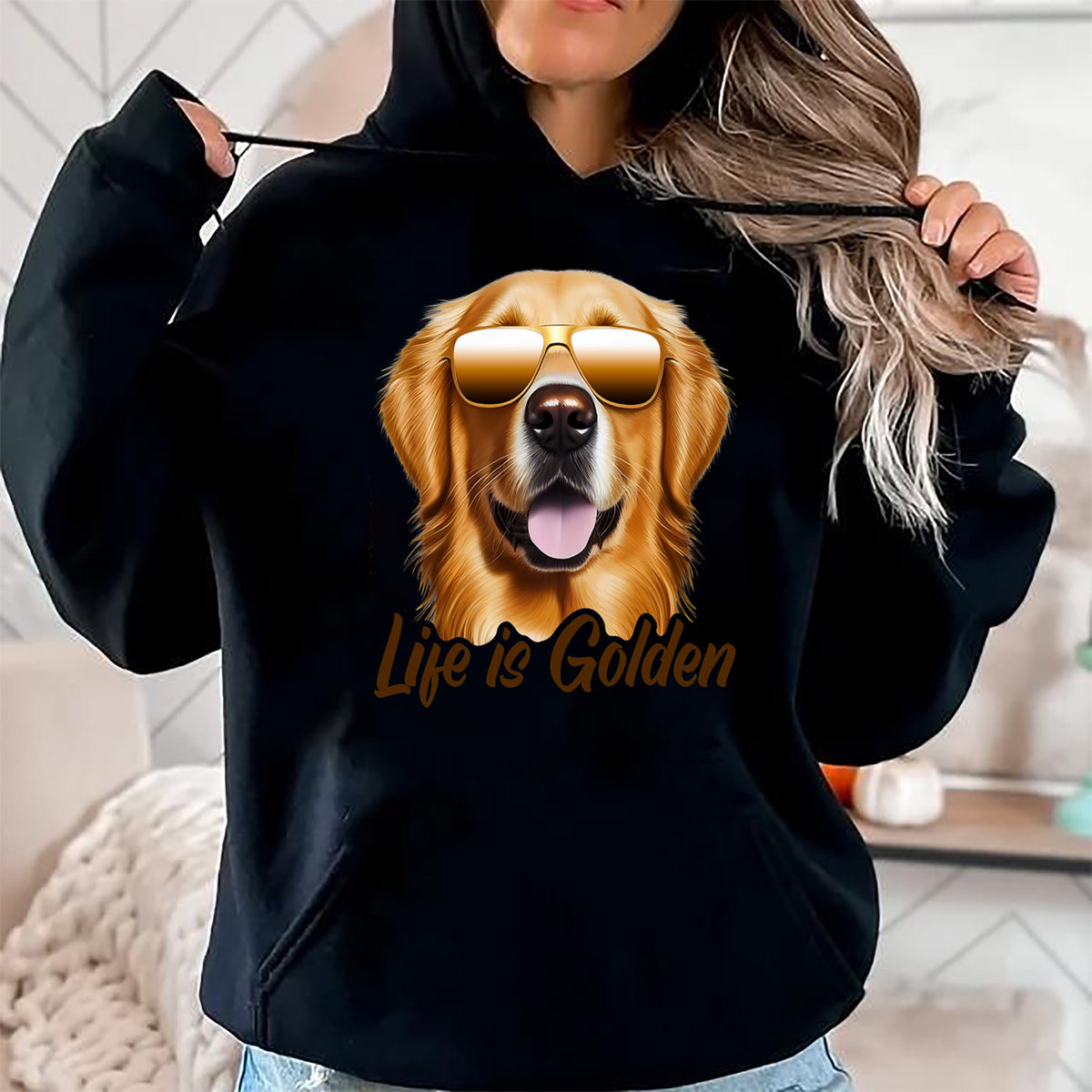 Dog Love Shirt, Dog Lover Gift T-Shirt/Hoodie/Sweatshirt HLT00 - Life is Golden Funny Golden Retriever Cute Dog Good Pet Life T-Shirt