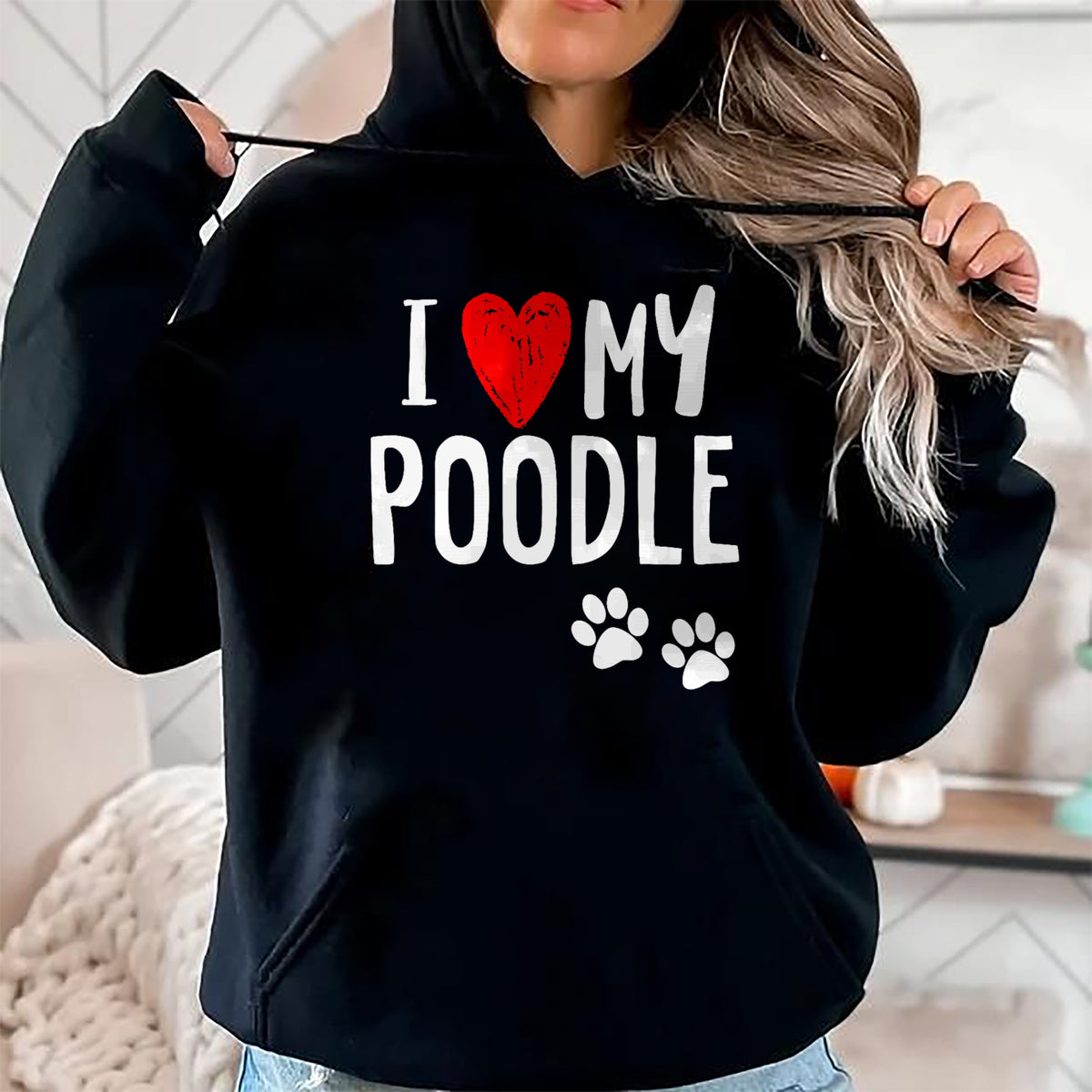 Dog Love Shirt, Dog Lover Gift T-Shirt/Hoodie/Sweatshirt HLT00 - I Love My Poodle Heart Paw Dog Owner T Shirt T-Shirt