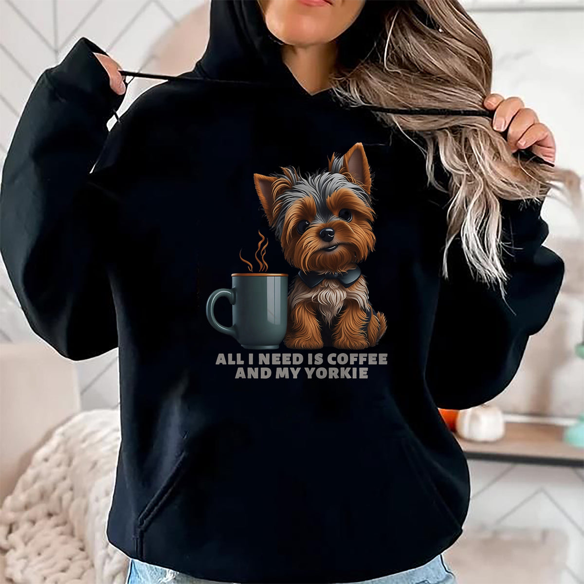 Dog Love Shirt, Dog Lover Gift T-Shirt/Hoodie/Sweatshirt HLT00 - All I Need Is Coffee And My Yorkie Funny Yorkie Dog Mom T-Shirt