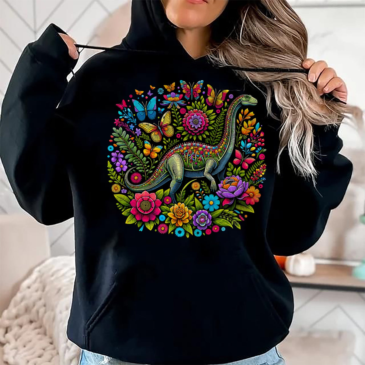 Best Dinosaur Lover Shirt, Funny Dinosaur UnisexT-Shirt/Hoodie/Sweatshirt HLT00 - Cottagecore Dinosaur Floral T-Shirt