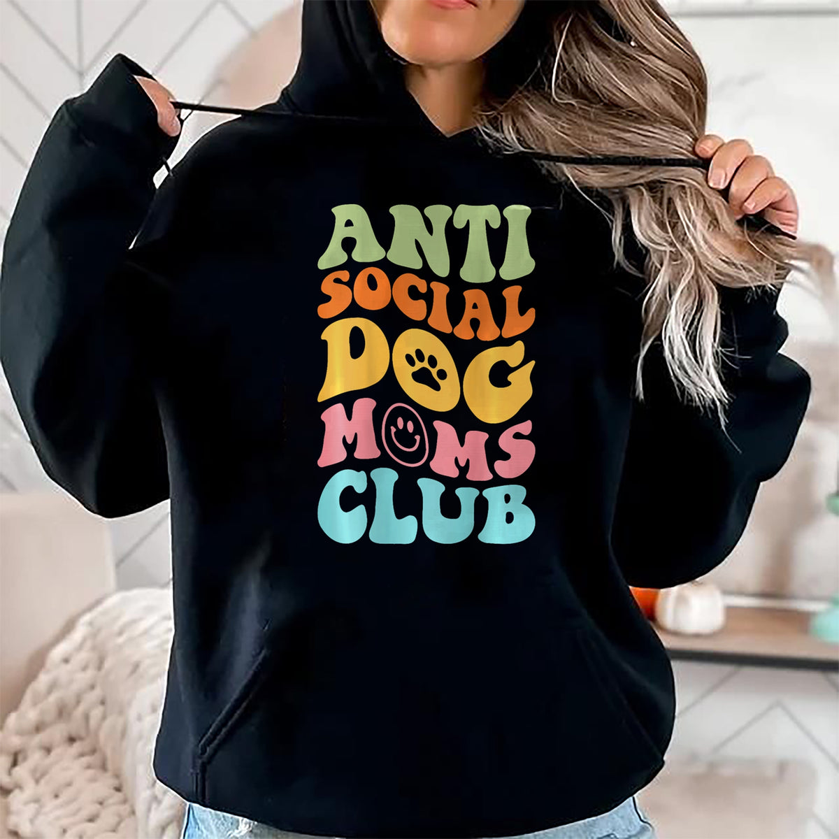 Dog Love Shirt, Dog Lover Gift T-Shirt/Hoodie/Sweatshirt HLT00 - ANTI SOCIAL DOG MOMS CLUB (on back) T-Shirt