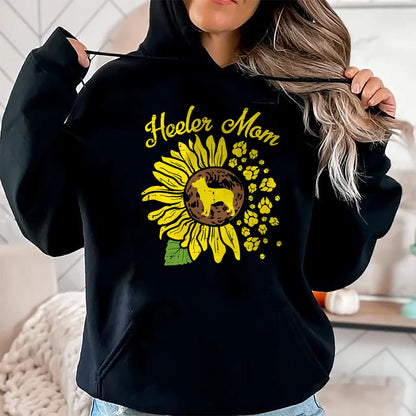 Dog Love Shirt, Dog Lover Gift T-Shirt/Hoodie/Sweatshirt HLT00 - Heeler Mom Sunflower Paw Blue Red Australian Cattle Dog Gift T-Shirt