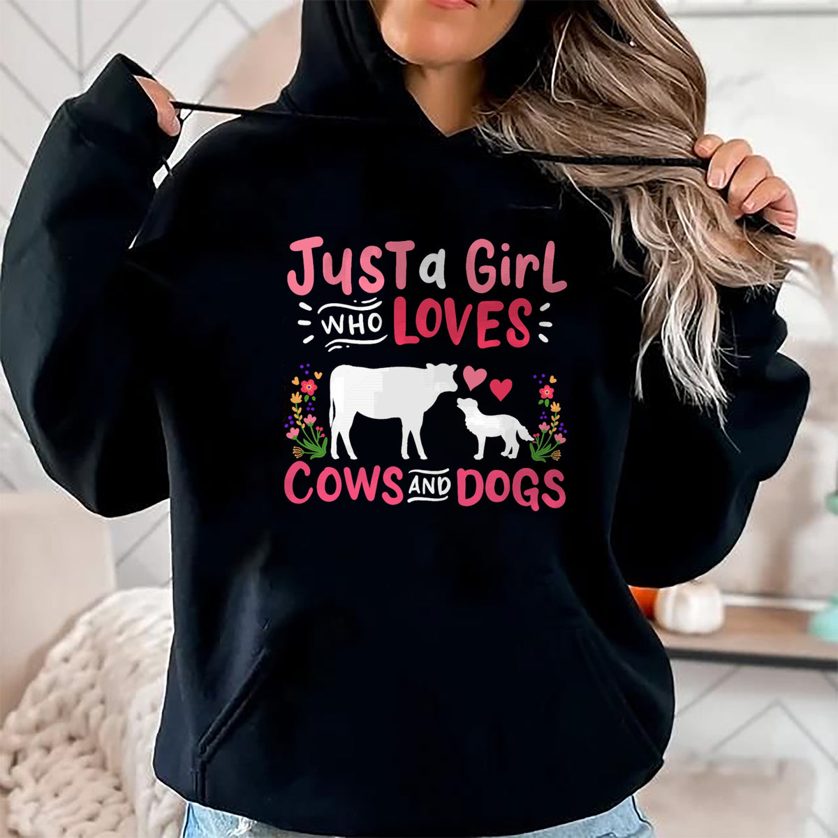 Dog Love Shirt, Dog Lover Gift T-Shirt/Hoodie/Sweatshirt HLT00 - Cow Lover Gift Just a Girl Who Loves Cows and Dogs Farmer T-Shirt