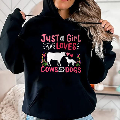 Dog Love Shirt, Dog Lover Gift T-Shirt/Hoodie/Sweatshirt HLT00 - Cow Lover Gift Just a Girl Who Loves Cows and Dogs Farmer T-Shirt