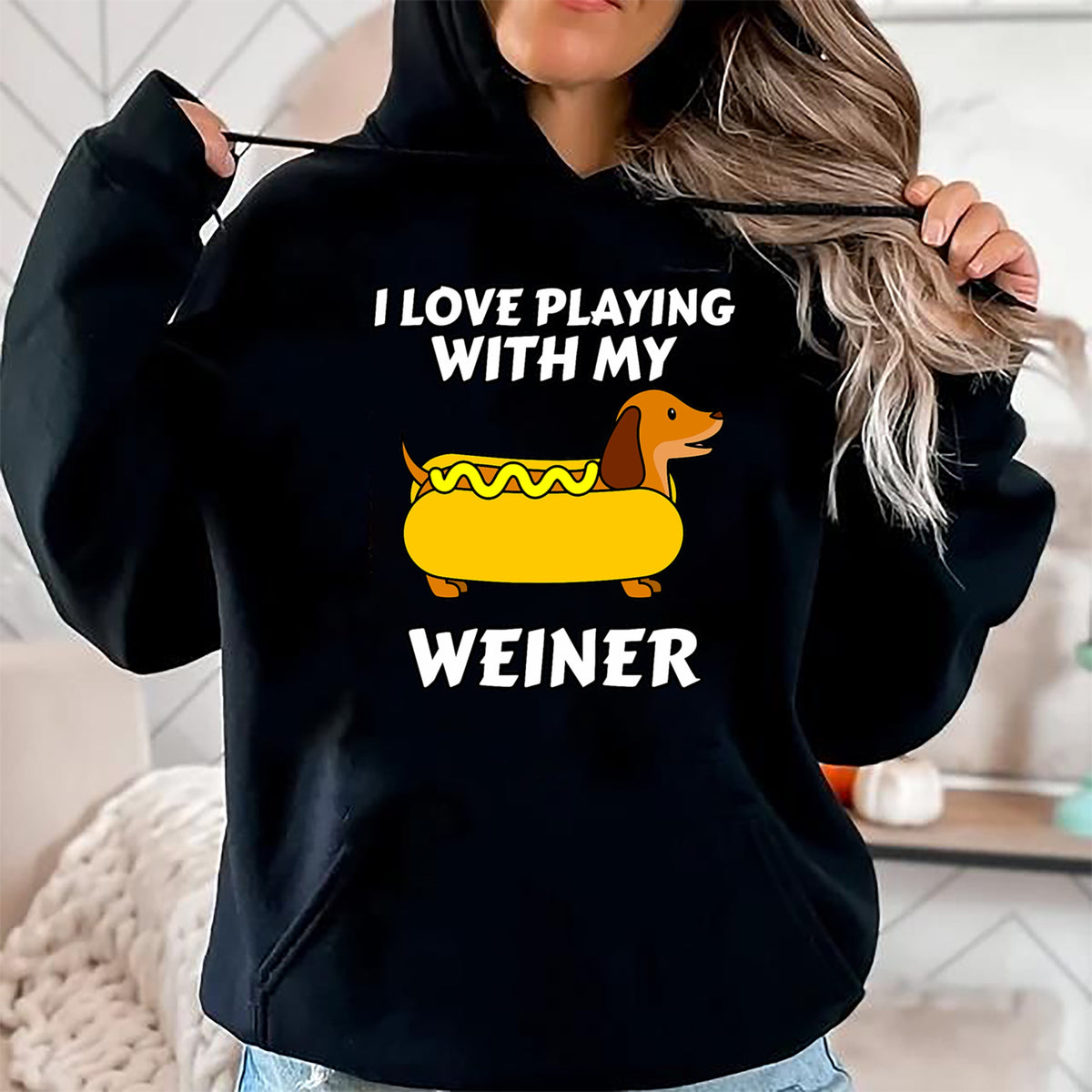 Dog Love Shirt, Dog Lover Gift T-Shirt/Hoodie/Sweatshirt HLT00 - I Love Playing With My Wiener Dachshund Dog Weenie T-Shirt