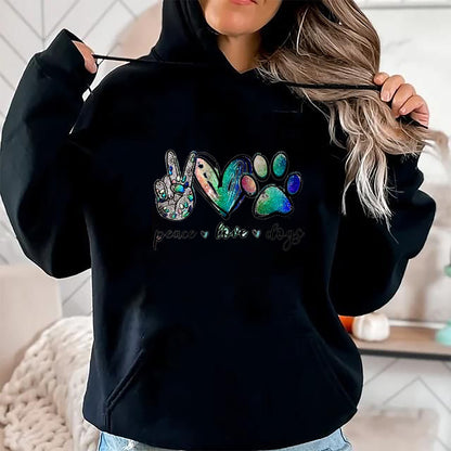 Dog Love Shirt, Dog Lover Gift T-Shirt/Hoodie/Sweatshirt HLT00 - Womens Peace love dogs V-Neck T-Shirt