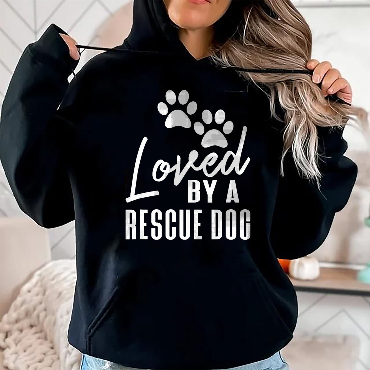 Dog Love Shirt, Dog Lover Gift T-Shirt/Hoodie/Sweatshirt HLT00 - Loved By A Rescue Dog - Foster Mom Rescue Dad T-Shirt