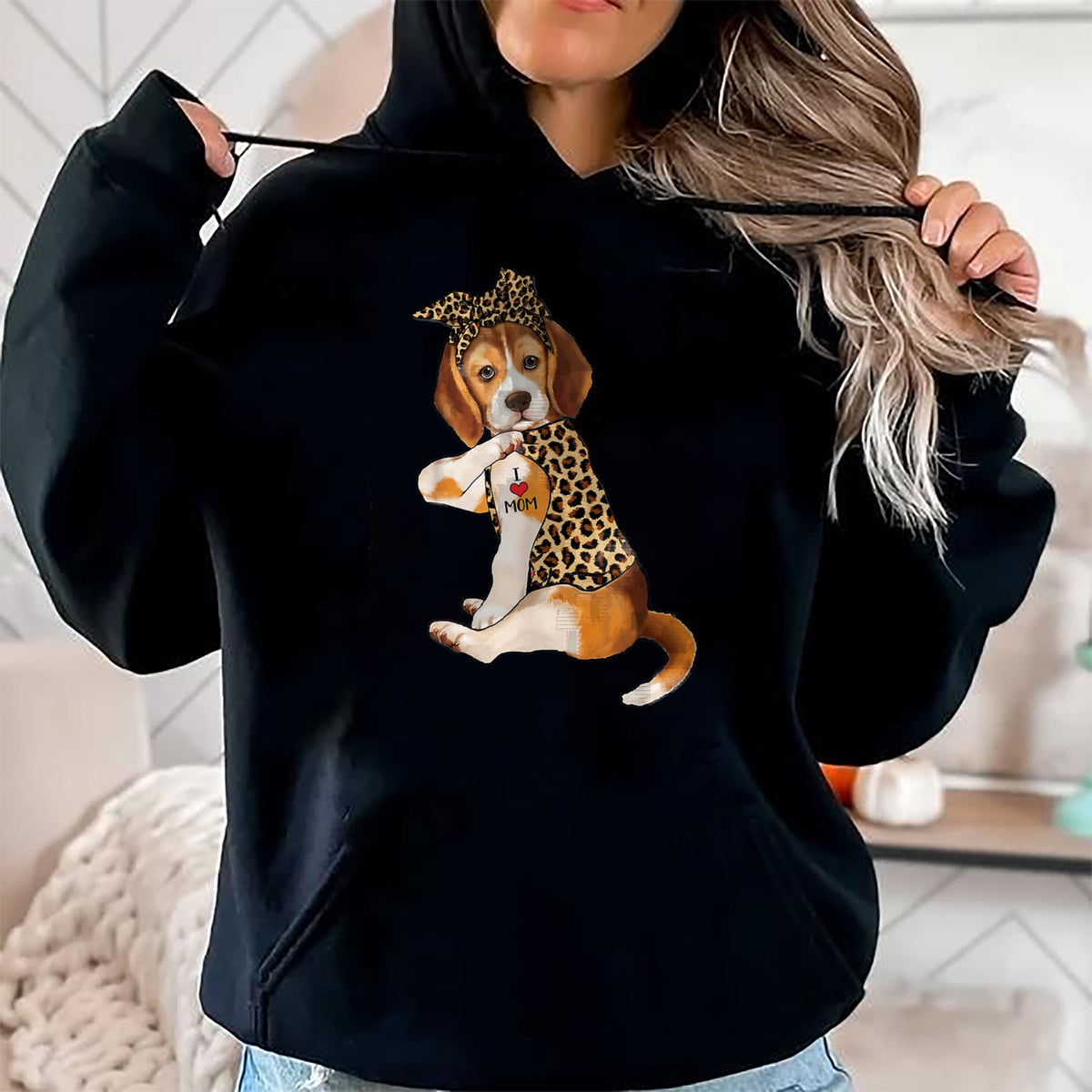Dog Love Shirt, Dog Lover Gift T-Shirt/Hoodie/Sweatshirt HLT00 - Beagle Dog Lover Tee I Love Mom Tattoo Leopard Mothers Day T-Shirt