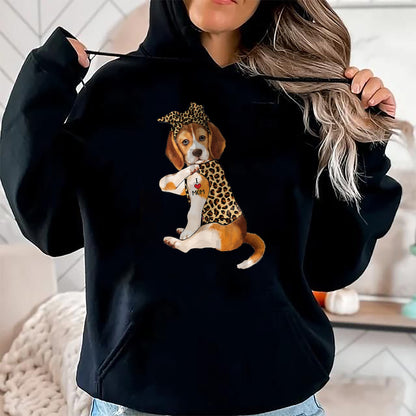 Dog Love Shirt, Dog Lover Gift T-Shirt/Hoodie/Sweatshirt HLT00 - Beagle Dog Lover Tee I Love Mom Tattoo Leopard Mothers Day T-Shirt