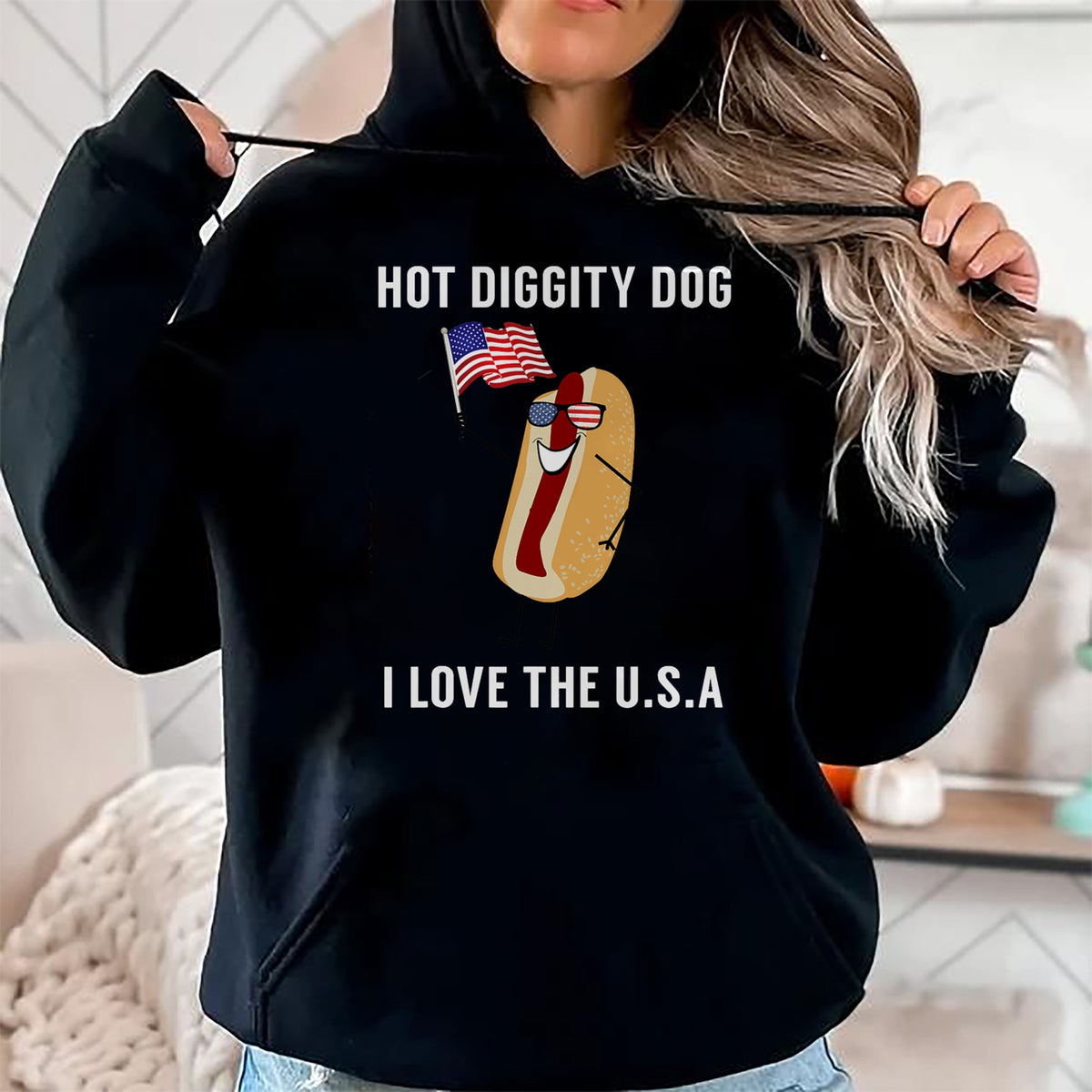 Dog Love Shirt, Dog Lover Gift T-Shirt/Hoodie/Sweatshirt HLT00 - Hot Diggity Dog I Love USA - Funny Fourth of July T-Shirt (1)
