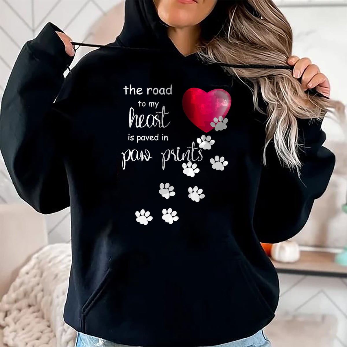 Dog Love Shirt, Dog Lover Gift T-Shirt/Hoodie/Sweatshirt HLT00 - The Road to my Heart is Paved with Paw Prints. Dog shirt T-Shirt