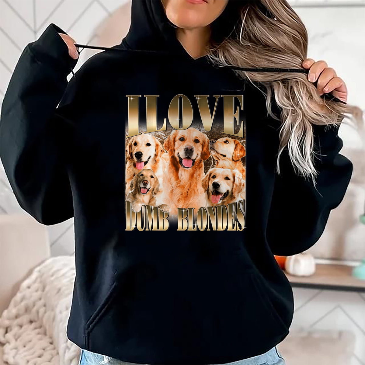 Dog Love Shirt, Dog Lover Gift T-Shirt/Hoodie/Sweatshirt HLT00 - I Love Dumb Blondes Funny Meme Dog Lover T-Shirt