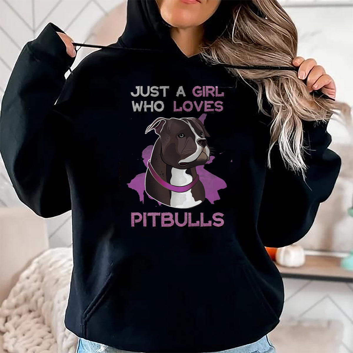 Dog Love Shirt, Dog Lover Gift T-Shirt/Hoodie/Sweatshirt HLT00 - Just A Girl Who Loves Pitbulls Funny Pitbull Dog Owner Quote T-Shirt