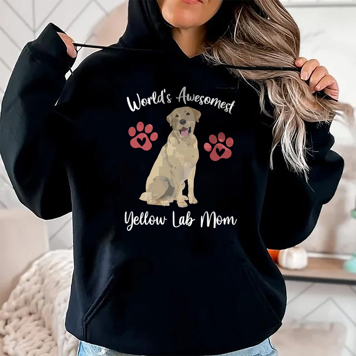 Dog Love Shirt, Dog Lover Gift T-Shirt/Hoodie/Sweatshirt HLT00 - WORLDS AWESOMEST YELLOW LAB MOM Funny Dog Lover Saying Quote T-Shirt