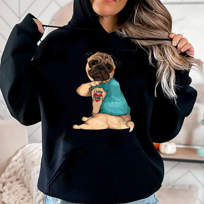 Dog Love Shirt, Dog Lover Gift T-Shirt/Hoodie/Sweatshirt HLT00 - Father_s Day gift funny dog Pug i love Dad tattoo T-Shirt