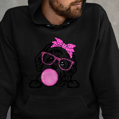 Dog Love Shirt, Dog Lover Gift T-Shirt/Hoodie/Sweatshirt HLT00 - Cavapoo dog mom with bubble gum bandana glasses T-Shirt