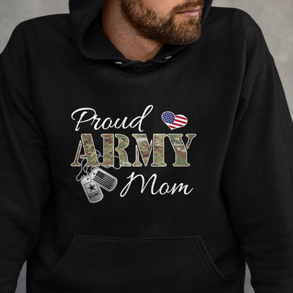 Dog Love Shirt, Dog Lover Gift T-Shirt/Hoodie/Sweatshirt HLT00 - Pride Military Mom with Dog Tag US Flag T-Shirt
