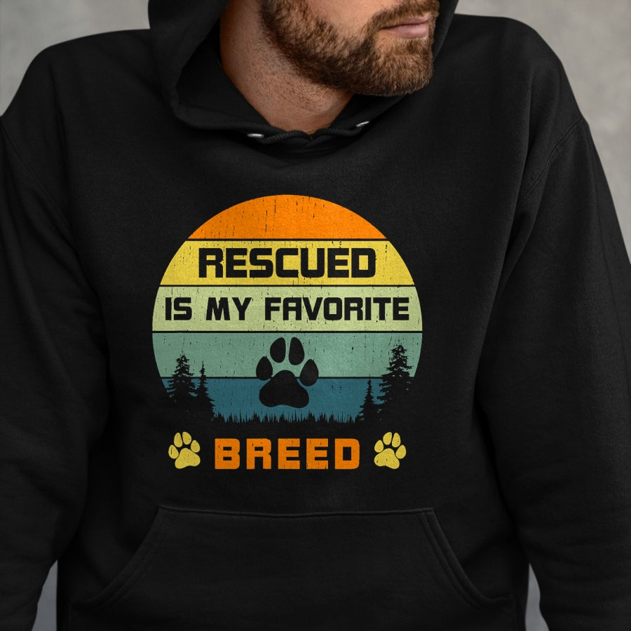 Dog Love Shirt, Dog Lover Gift T-Shirt/Hoodie/Sweatshirt HLT00 - Love Dogs Rescue Rescued Is My Favorite Breed Vintage Paw T-Shirt