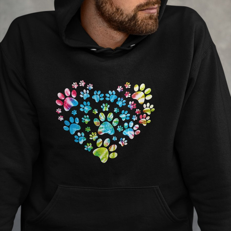 Dog Love Shirt, Dog Lover Gift T-Shirt/Hoodie/Sweatshirt HLT00 - Tie Dye Love Dog Paw Print Animal Paw Dog Lover Long Sleeve T-Shirt