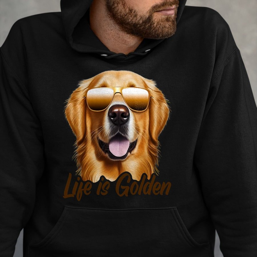 Dog Love Shirt, Dog Lover Gift T-Shirt/Hoodie/Sweatshirt HLT00 - Life is Golden Funny Golden Retriever Cute Dog Good Pet Life T-Shirt