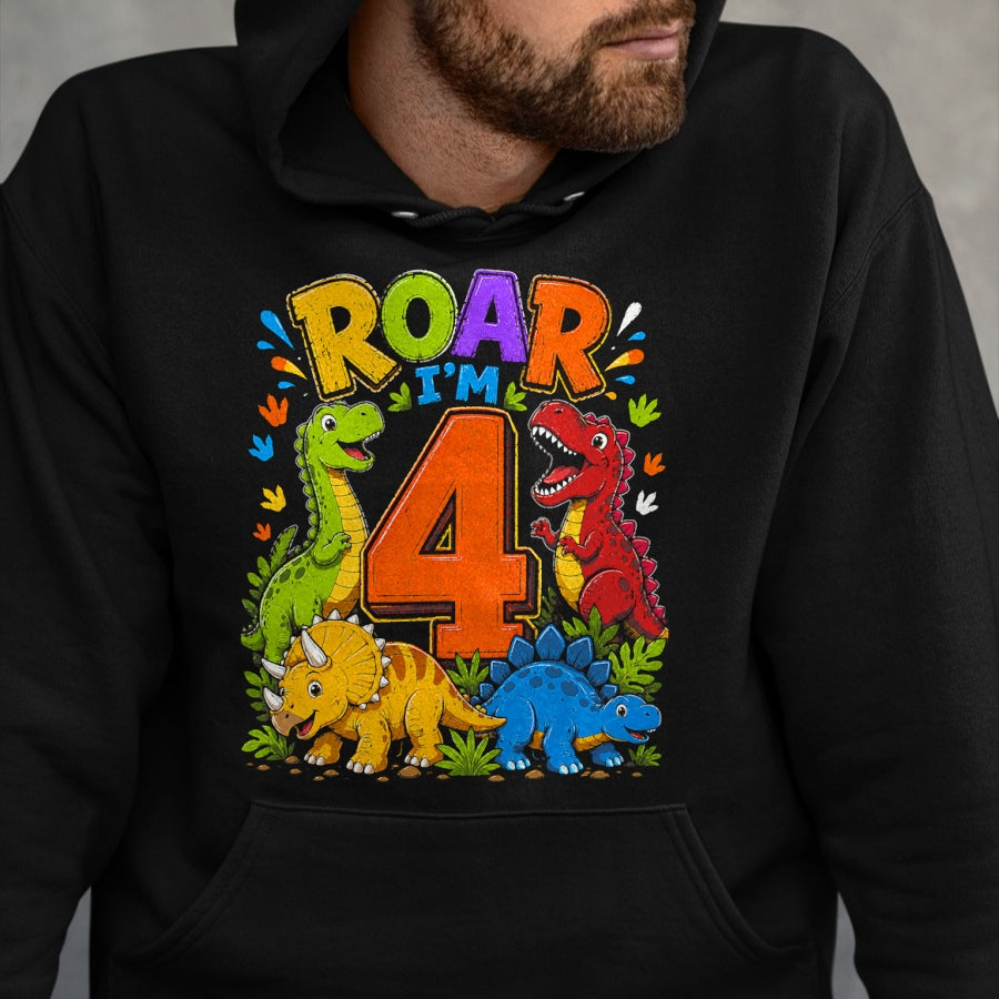 Best Dinosaur Lover Shirt, Funny Dinosaur UnisexT-Shirt/Hoodie/Sweatshirt HLT00 - Dinosaur 4th Four Roar I_m 4 Birthday 4 Year Old Boys Gifts T-Shirt
