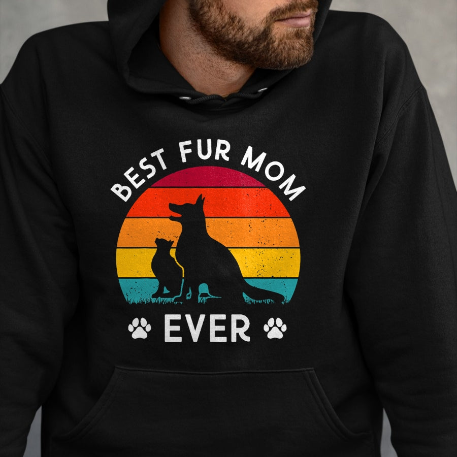 Dog Love Shirt, Dog Lover Gift T-Shirt/Hoodie/Sweatshirt HLT00 - Funny Best Fur MOM Ever Vintage Retro Dog and Cat Owner Love T-Shirt (2)