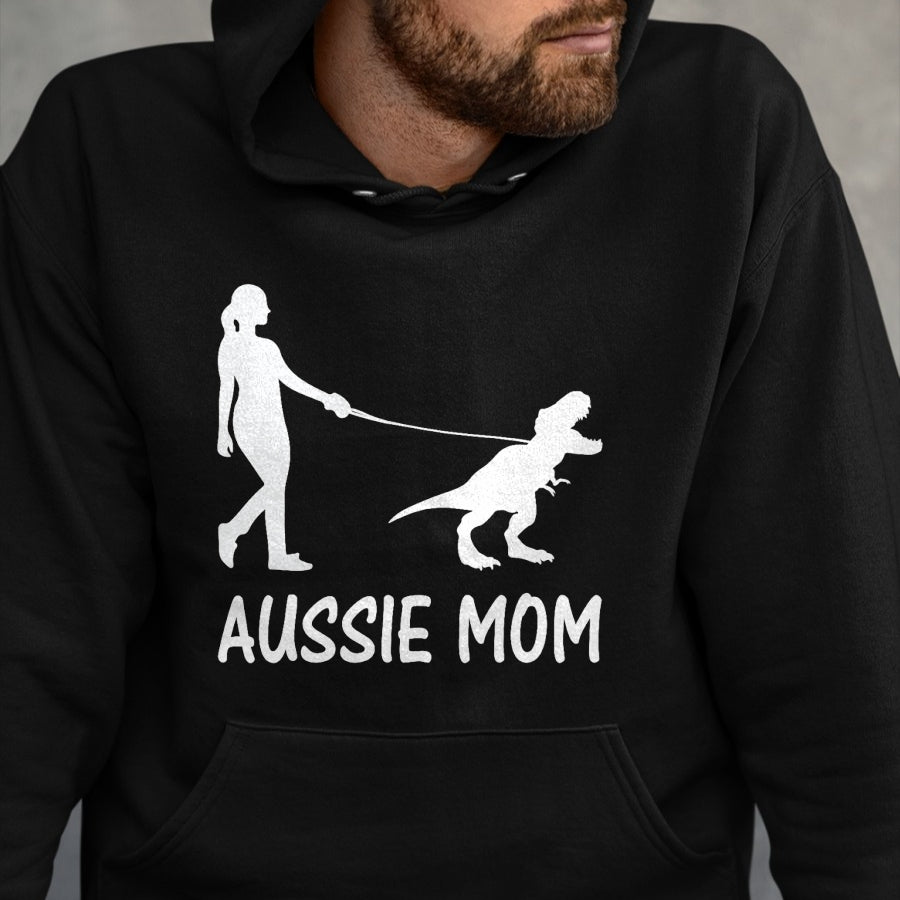 Dog Love Shirt, Dog Lover Gift T-Shirt/Hoodie/Sweatshirt HLT00 - Aussie Mom Australian Shepherd Dog Dinosaur Women Mother T-Shirt