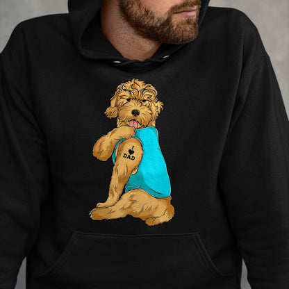 Dog Love Shirt, Dog Lover Gift T-Shirt/Hoodie/Sweatshirt HLT00 - Golden Doodle I Love Dad Tattoo Apparel, Dog Dad Gifts Dads T-Shirt