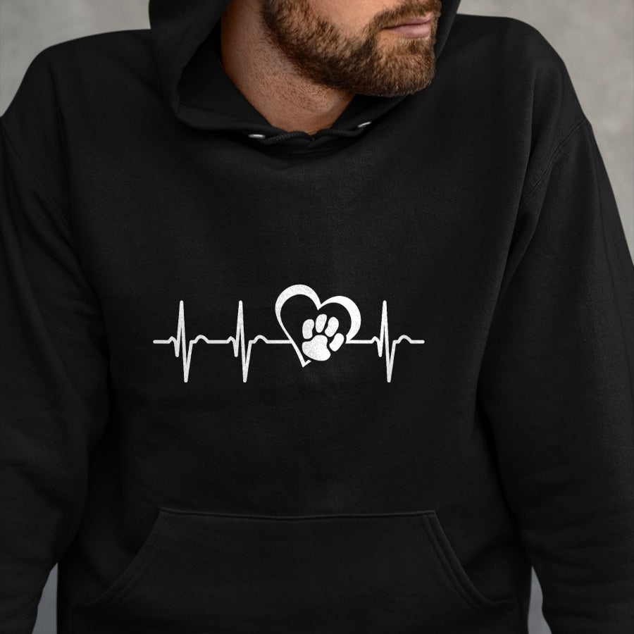 Dog Love Shirt, Dog Lover Gift T-Shirt/Hoodie/Sweatshirt HLT00 - Heartbeat dog paw heart dog love T-Shirt
