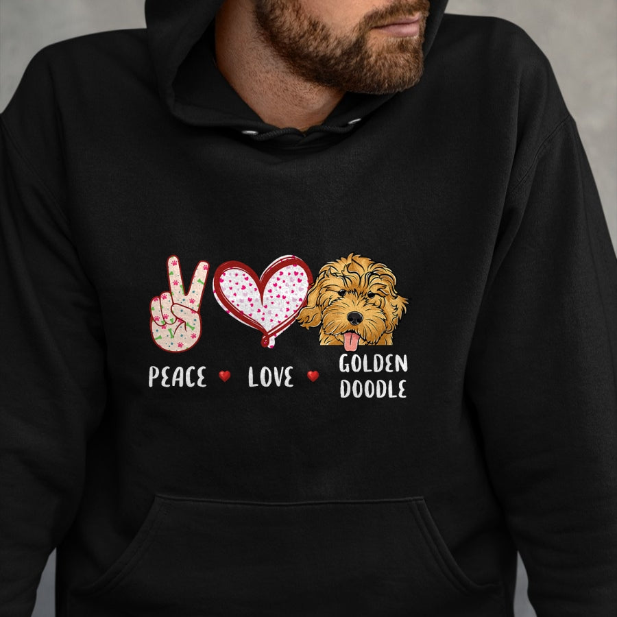 Dog Love Shirt, Dog Lover Gift T-Shirt/Hoodie/Sweatshirt HLT00 - peace love Goldendoodle gift for men women kids doodle dog T-Shirt