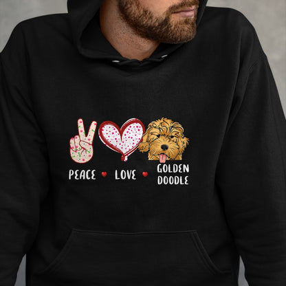 Dog Love Shirt, Dog Lover Gift T-Shirt/Hoodie/Sweatshirt HLT00 - peace love Goldendoodle gift for men women kids doodle dog T-Shirt