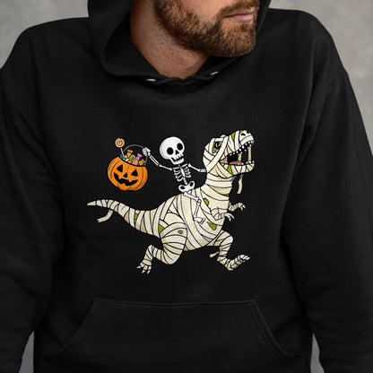 Best Dinosaur Lover Shirt, Funny Dinosaur UnisexT-Shirt/Hoodie/Sweatshirt HLT00 - Boys Halloween Skeleton Riding Dinosaur Mummy Trex Kids T-Shirt