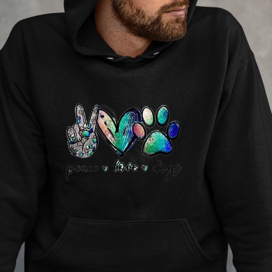Dog Love Shirt, Dog Lover Gift T-Shirt/Hoodie/Sweatshirt HLT00 - Womens Peace love dogs V-Neck T-Shirt