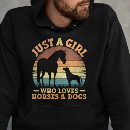 Dog Love Shirt, Dog Lover Gift T-Shirt/Hoodie/Sweatshirt HLT00 - Just A Girl Who Loves Horses and Dogs Women Girls T-Shirt