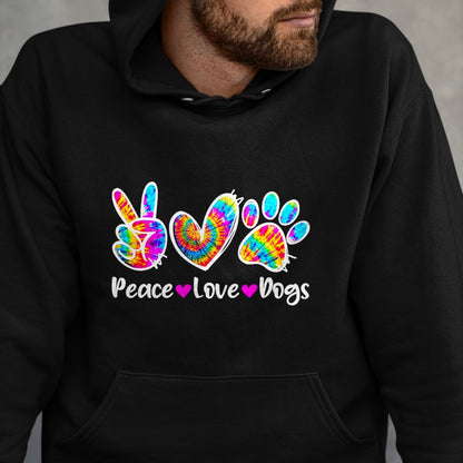Dog Love Shirt, Dog Lover Gift T-Shirt/Hoodie/Sweatshirt HLT00 - Cute Peace Love Dogs Tie Dye Dog Paw Dog Mom Mothers Day T-Shirt