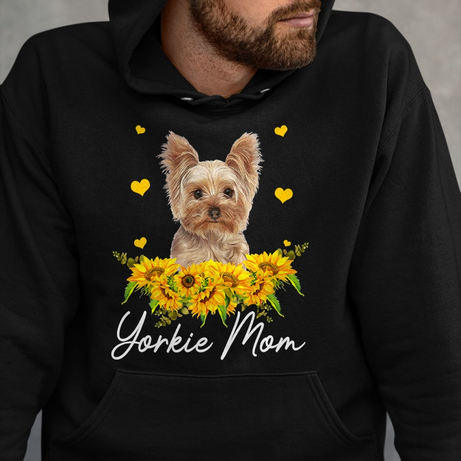 Dog Love Shirt, Dog Lover Gift T-Shirt/Hoodie/Sweatshirt HLT00 - Womens Sunflower Yorkie Mom Dog Lover T-Shirt