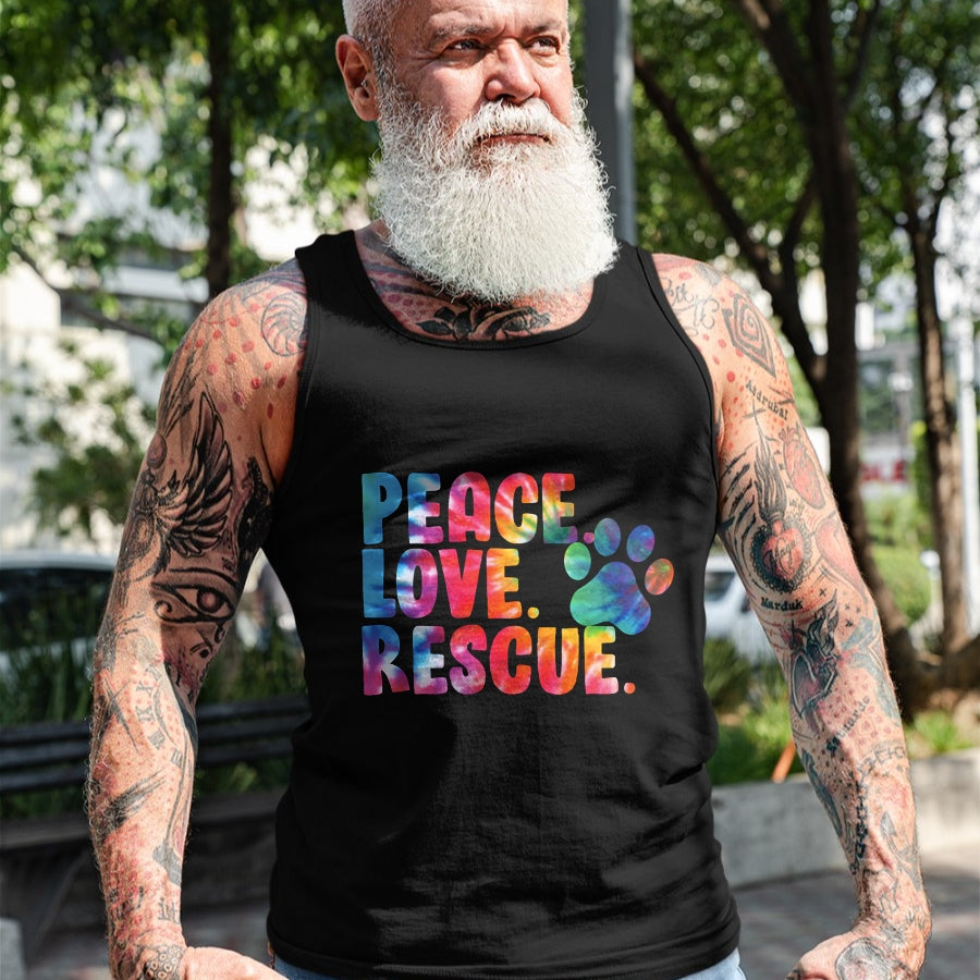 Dog Love Shirt, Dog Lover Gift T-Shirt/Hoodie/Sweatshirt HLT00 - Peace Love Rescue Dog Lover Parent Adopted Tie Dye T-Shirt