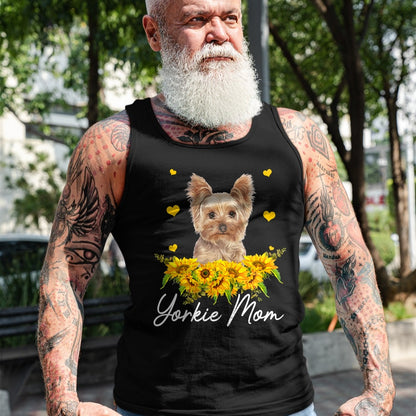 Dog Love Shirt, Dog Lover Gift T-Shirt/Hoodie/Sweatshirt HLT00 - Womens Sunflower Yorkie Mom Dog Lover T-Shirt