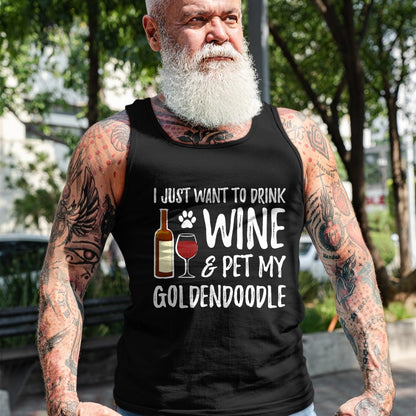 Dog Love Shirt, Dog Lover Gift T-Shirt/Hoodie/Sweatshirt HLT00 - Wine and Goldendoodle T-Shirt for Goldendoodle Dog Mom T-Shirt