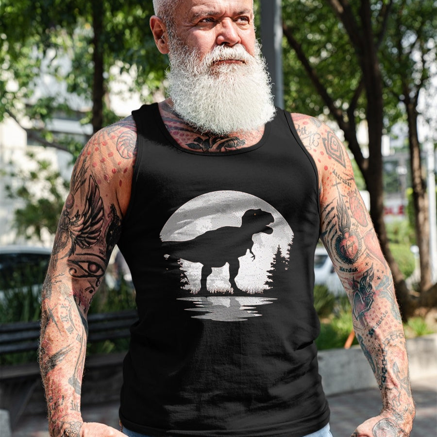 Best Dinosaur Lover Shirt, Funny Dinosaur UnisexT-Shirt/Hoodie/Sweatshirt HLT00 - Dinosaur Moon Vintage T-Rex Dino Lover Men Women Kids T-Shirt, Men, Black, 3X-Large