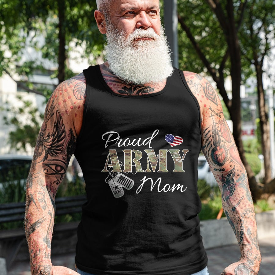 Dog Love Shirt, Dog Lover Gift T-Shirt/Hoodie/Sweatshirt HLT00 - Pride Military Mom with Dog Tag US Flag T-Shirt