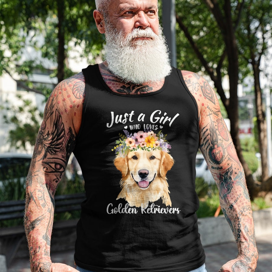 Dog Love Shirt, Dog Lover Gift T-Shirt/Hoodie/Sweatshirt HLT00 - Just a Girl Who Loves Golden Retrievers Girls Who Love Dogs T-Shirt