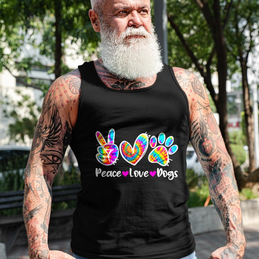 Dog Love Shirt, Dog Lover Gift T-Shirt/Hoodie/Sweatshirt HLT00 - Cute Peace Love Dogs Tie Dye Dog Paw Dog Mom Mothers Day T-Shirt