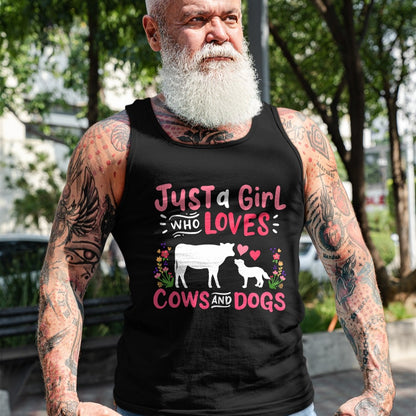 Dog Love Shirt, Dog Lover Gift T-Shirt/Hoodie/Sweatshirt HLT00 - Cow Lover Gift Just a Girl Who Loves Cows and Dogs Farmer T-Shirt