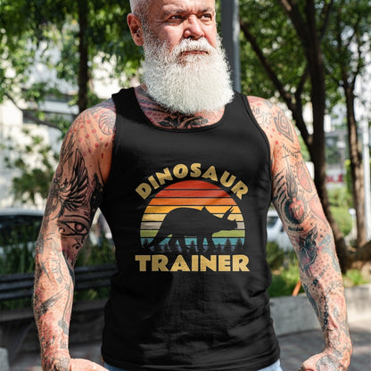 Best Dinosaur Lover Shirt, Funny Dinosaur UnisexT-Shirt/Hoodie/Sweatshirt HLT00 - Dinosaur Trainer Halloween Costume Retro Sunset Dino Outline T-Shirt, Men, Black, 3X-Large