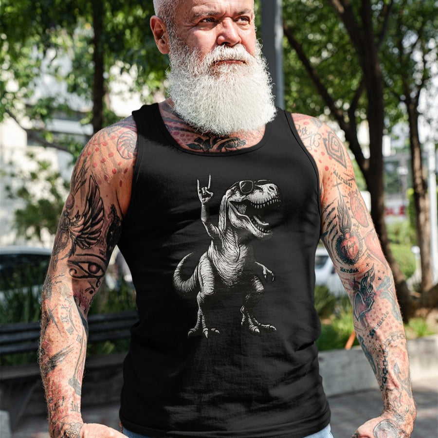 Best Dinosaur Lover Shirt, Funny Dinosaur UnisexT-Shirt/Hoodie/Sweatshirt HLT00 - Cool Dinosaur Rock Sign Sunglasses T-Rex T-Shirt, Men, Black, 3X-Large