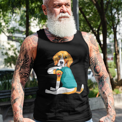 Dog Love Shirt, Dog Lover Gift T-Shirt/Hoodie/Sweatshirt HLT00 - Father_s Day gift funny dog Dad Beagle i love Dad tattoo T-Shirt