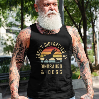 Best Dinosaur Lover Shirt, Funny Dinosaur UnisexT-Shirt/Hoodie/Sweatshirt HLT00 - Easily distracted by Dinosaurs and dogs I heart Dinosaur dog T-Shirt