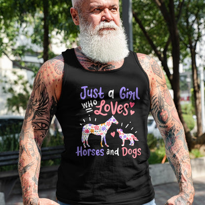 Dog Love Shirt, Dog Lover Gift T-Shirt/Hoodie/Sweatshirt HLT00 - Horse Dog Just A Girl Who Loves Horses And Dogs Gift T-Shirt